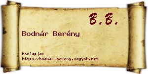 Bodnár Berény névjegykártya